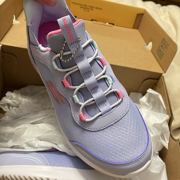 SKECHERS NIB Girls Size 3 Lavender “Bounder” Simple Cute Hands Free Slip-ins - Picture 13 of 14